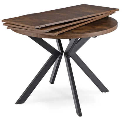 Elite LUKAS Round Extendable Dining Table 100–250 cm Rustic Oak Modern Loft