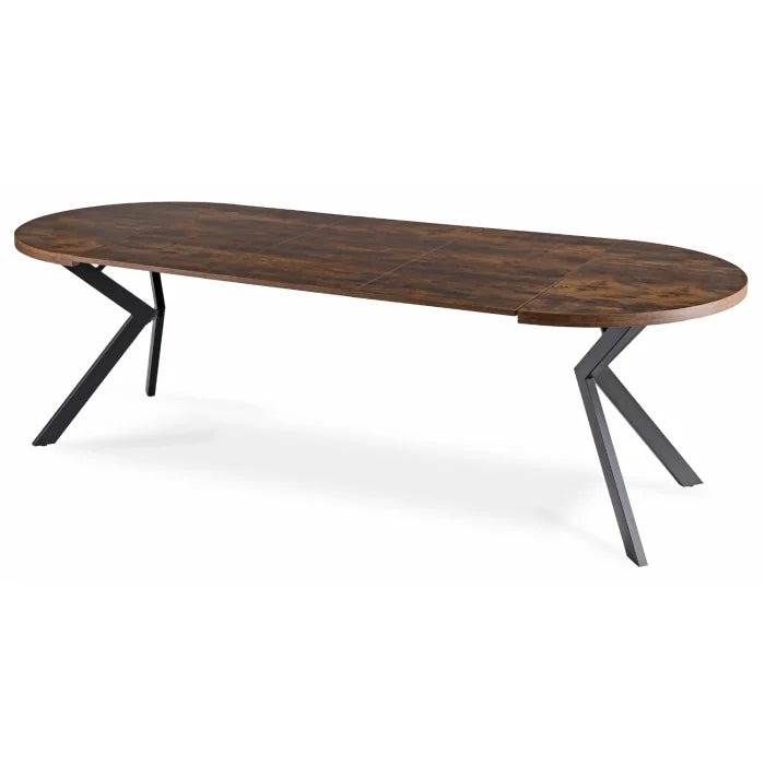 Elite LUKAS Round Extendable Dining Table 100–250 cm Rustic Oak Modern Loft