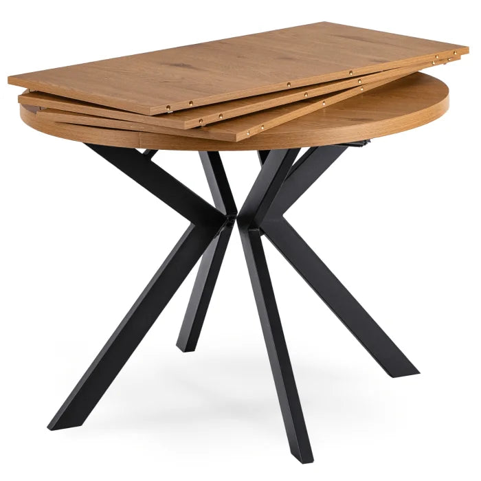 Elite LUKAS Round Extendable Dining Table 100–250 cm Golden Oak Modern Loft