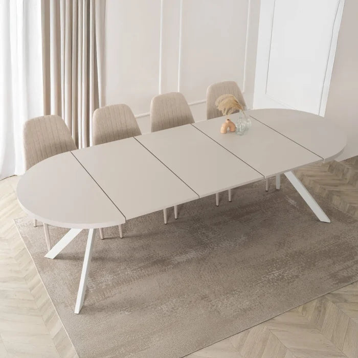 Elite LUKAS Round Extendable Dining Table 100–250 cm Cashmere/White Modern