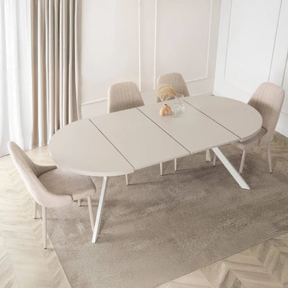 Elite LUKAS Round Extendable Dining Table 100–250 cm Cashmere/White Modern