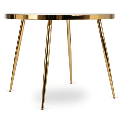 Elite TINGA 100 cm Round Dining Table – Grey Marble/Gold