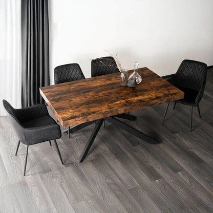 Elite HAMPTON Extendable Rectangular Dining Table 160–240 cm Rustic Oak / Black Modern Loft