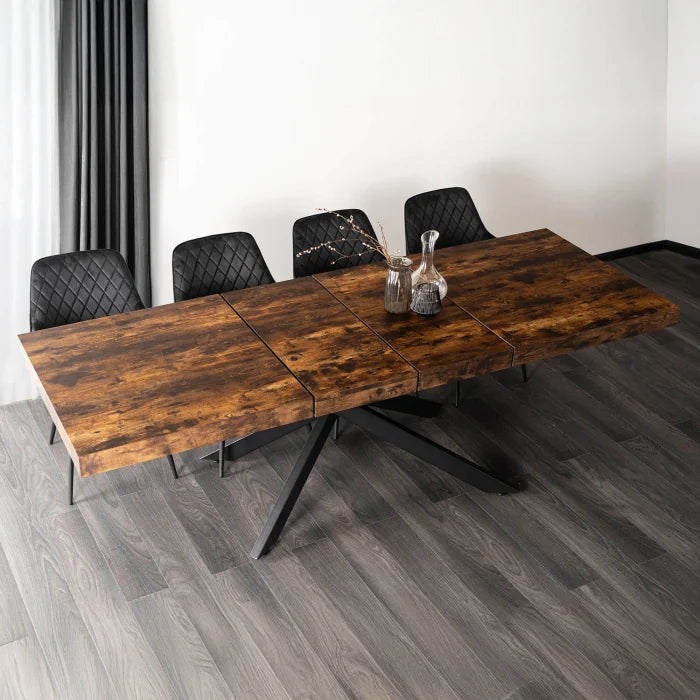 Elite HAMPTON Extendable Rectangular Dining Table 160–240 cm Rustic Oak / Black Modern Loft