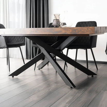 Elite HAMPTON Extendable Rectangular Dining Table 160–240 cm Rustic Oak / Black Modern Loft