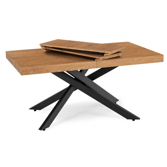 Elite HAMPTON Extendable Rectangular Dining Table 160–240 cm Rustic Oak / Black Modern Loft