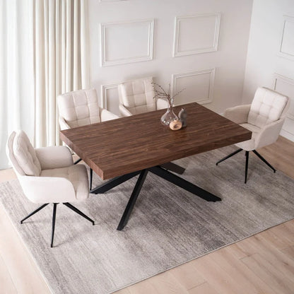 Elite HAMPTON Extendable Rectangular Dining Table 160–240 cm Walnut / Black Modern Loft