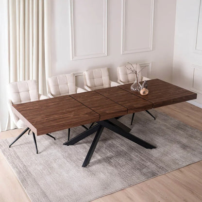 Elite HAMPTON Extendable Rectangular Dining Table 160–240 cm Walnut / Black Modern Loft