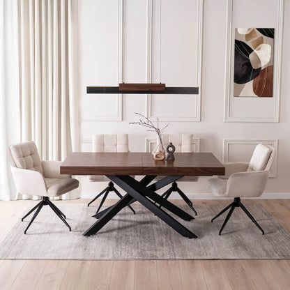 Elite HAMPTON Extendable Rectangular Dining Table 160–240 cm Walnut / Black Modern Loft