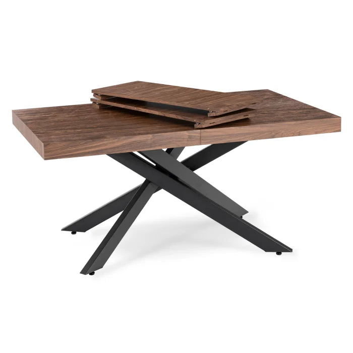 Elite HAMPTON Extendable Rectangular Dining Table 160–240 cm Walnut / Black Modern Loft