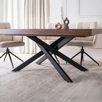 Elite HAMPTON Extendable Rectangular Dining Table 160–240 cm Walnut / Black Modern Loft