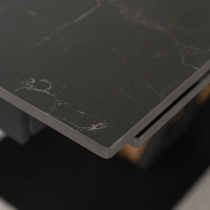 Elite REX Extendable Rectangular Dining Table 160–220 cm Ceramic Black Marble/Walnut Modern Loft