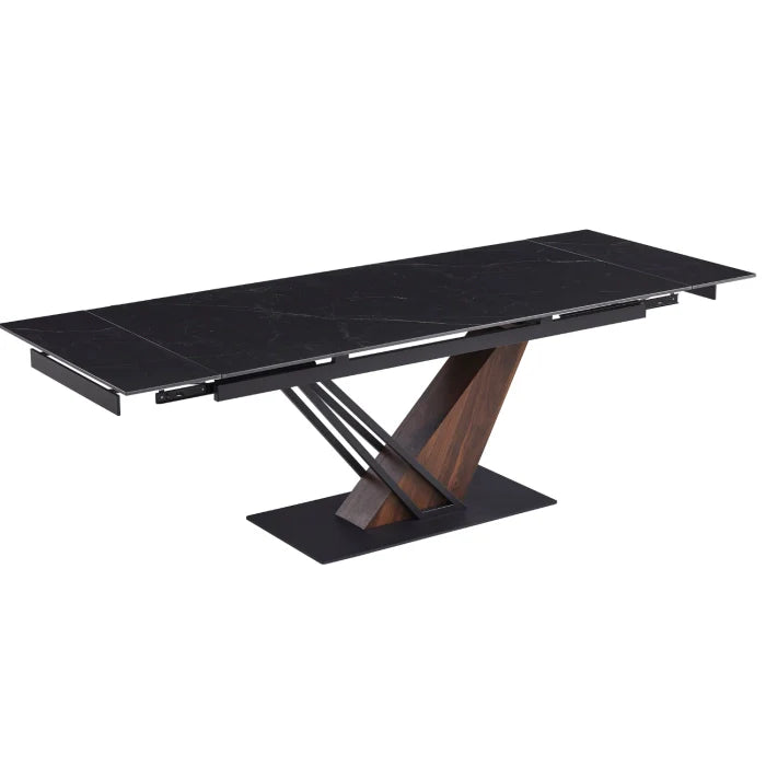 Elite REX 2 Extendable Rectangular Dining Table 180–240 cm Ceramic Black Marble/Walnut Modern Loft