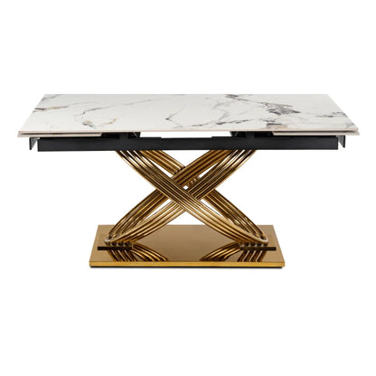 Elite IBIZA 160-240 cm Dining Table IBIZA 160–240 cm White Marble/Gold, Modern Loft