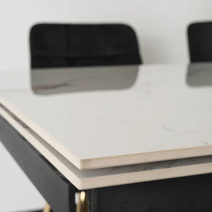 Elite IBIZA 160-240 cm Dining Table IBIZA 160–240 cm White Marble/Gold, Modern Loft