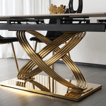 Elite IBIZA 160-240 cm Dining Table IBIZA 160–240 cm White Marble/Gold, Modern Loft