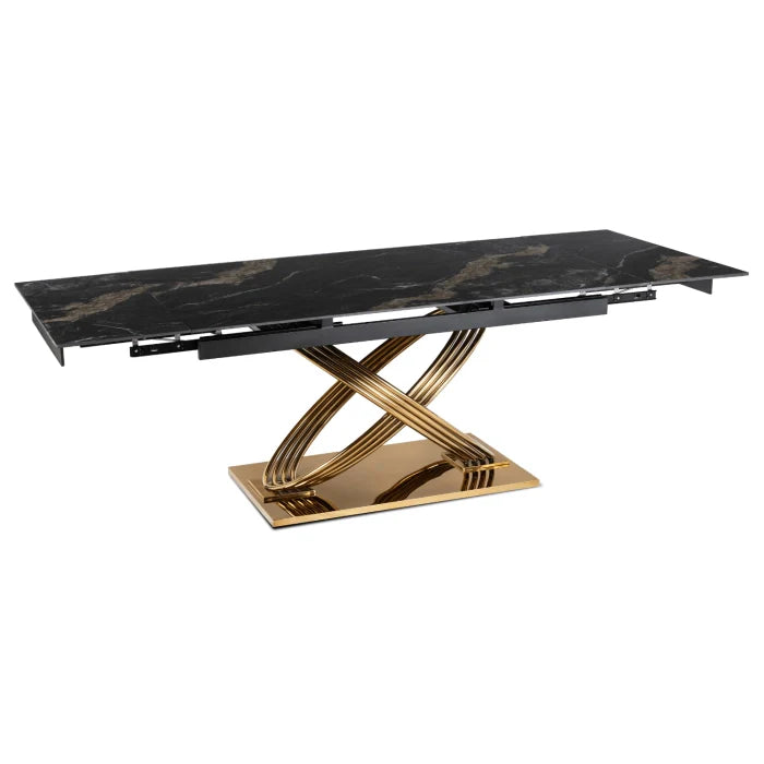 Elite IBIZA 160-240 cm Dining Table IBIZA 160–240 cm Black Marble/Gold, Modern Loft