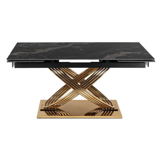 Elite IBIZA 160-240 cm Dining Table IBIZA 160–240 cm Black Marble/Gold, Modern Loft