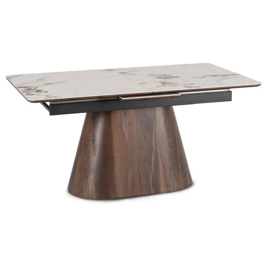 Elite LISBON Extendable Rectangular Dining Table 160–200 cm Ceramic White Marble/Walnut Dining Table Modern