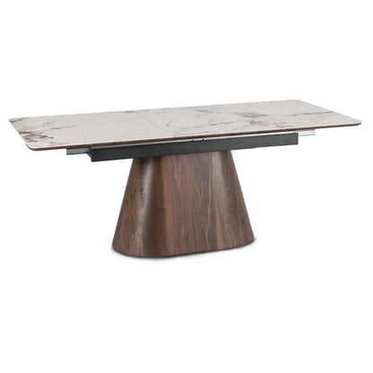 Elite LISBON Extendable Rectangular Dining Table 160–200 cm Ceramic White Marble/Walnut Dining Table Modern