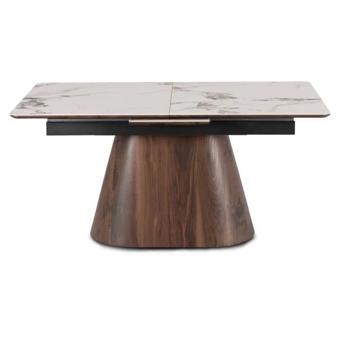Elite LISBON Extendable Rectangular Dining Table 160–200 cm Ceramic White Marble/Walnut Dining Table Modern