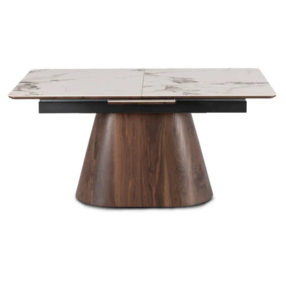 Elite LISBON Extendable Rectangular Dining Table 160–200 cm Ceramic White Marble/Walnut Dining Table Modern