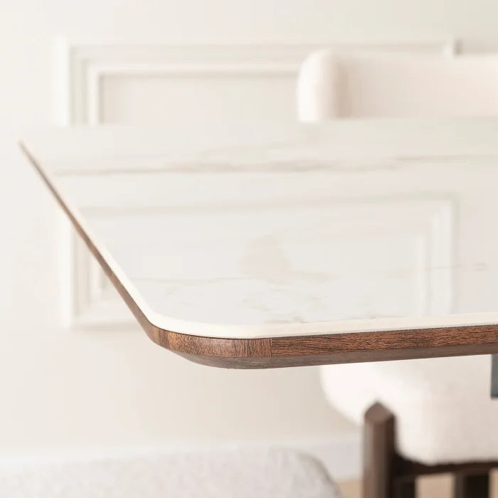 Elite LISBON Extendable Rectangular Dining Table 160–200 cm Ceramic White Marble/Walnut Dining Table Modern