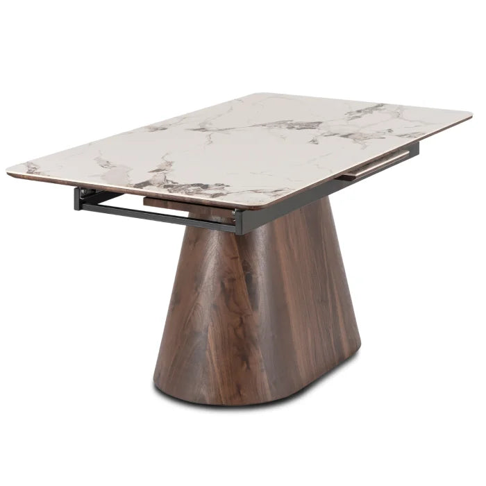 Elite LISBON Extendable Rectangular Dining Table 160–200 cm Ceramic White Marble/Walnut Dining Table Modern