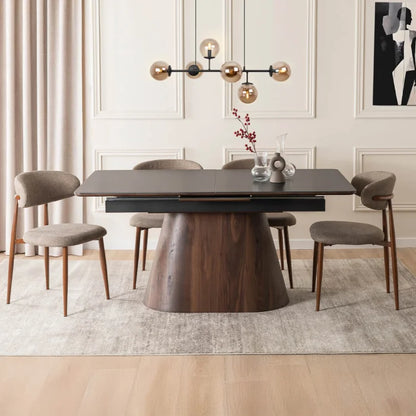 Elite LISBON Extendable Rectangular Dining Table 160–200 cm Ceramic Black/Walnut Dining Table Modern