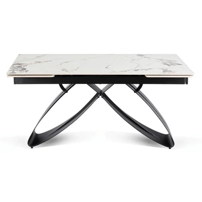 Elite LUIGI Extendable Rectangular Dining Table 160–240 cm, Modern Ceramic White Marble/Black