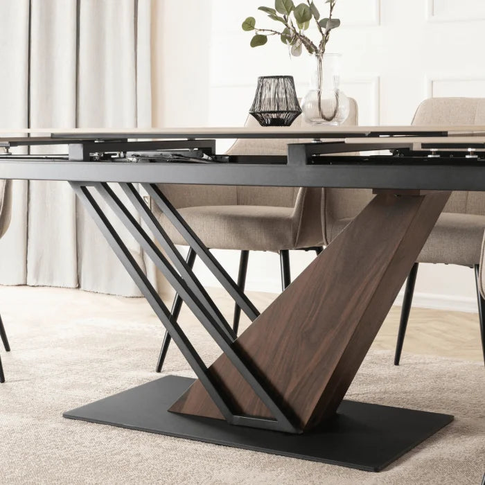 Elite REX Extendable Rectangular Dining Table 160–220 cm Ceramic Dark Brown/Black Modern Loft