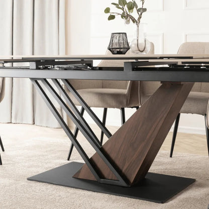 Elite REX Extendable Rectangular Dining Table 160–220 cm Ceramic Dark Brown/Black Modern Loft