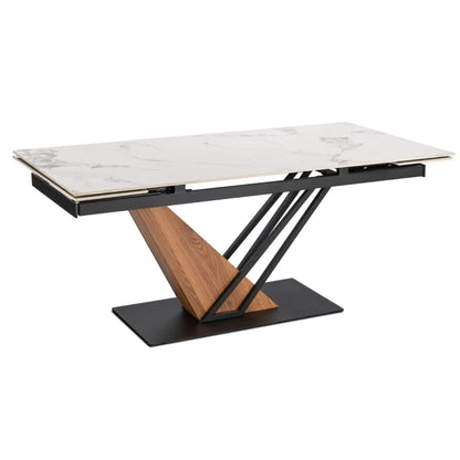 Elite REX 2 Extendable Rectangular Dining Table 180–240 cm Ceramic White Marble/Black Modern Loft