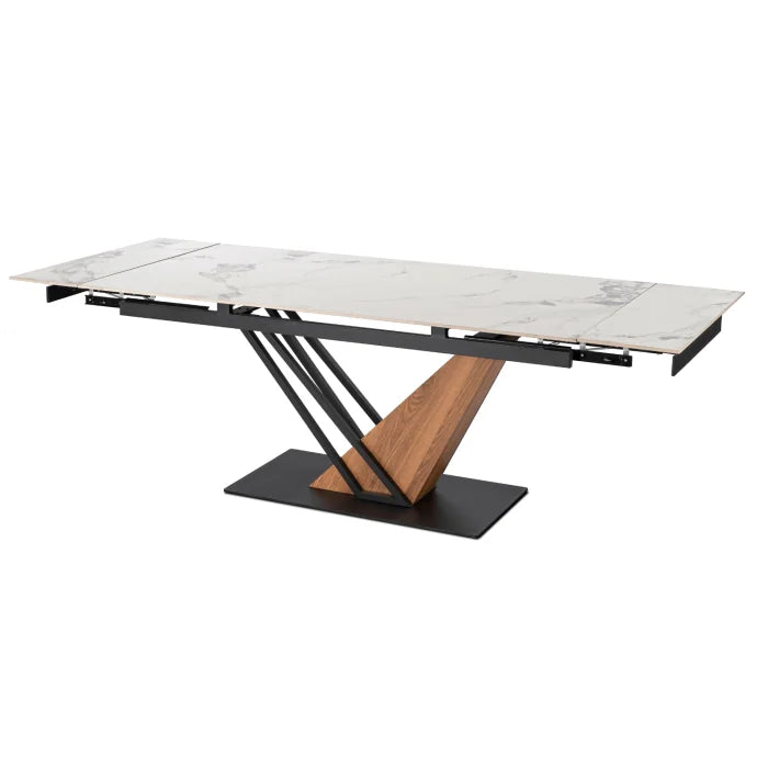 Elite REX 2 Extendable Rectangular Dining Table 180–240 cm Ceramic White Marble/Black Modern Loft