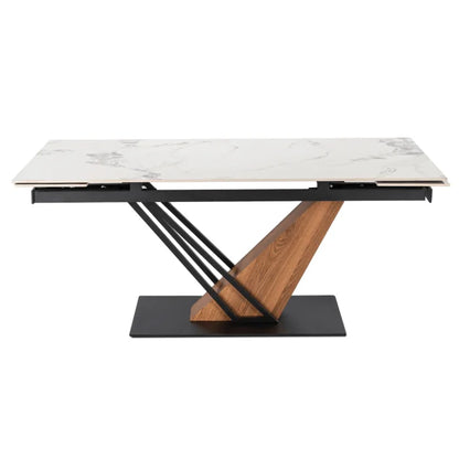 Elite REX 2 Extendable Rectangular Dining Table 180–240 cm Ceramic White Marble/Black Modern Loft