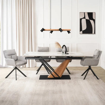 Elite REX 2 Extendable Rectangular Dining Table 180–240 cm Ceramic White Marble/Black Modern Loft