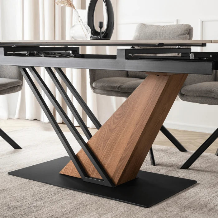 Elite REX 2 Extendable Rectangular Dining Table 180–240 cm Ceramic White Marble/Black Modern Loft