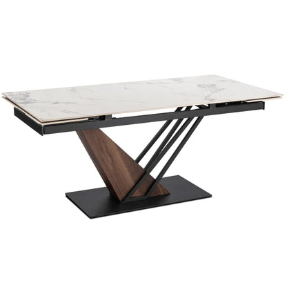 Elite REX 2 Extendable Rectangular Dining Table 180–240 cm Ceramic White Marble/Walnut Modern Loft