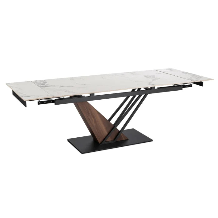 Elite REX 2 Extendable Rectangular Dining Table 180–240 cm Ceramic White Marble/Walnut Modern Loft