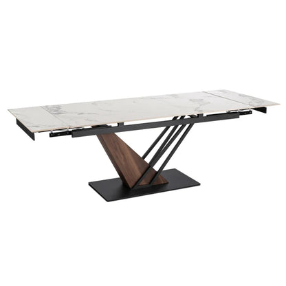 Elite REX 2 Extendable Rectangular Dining Table 180–240 cm Ceramic White Marble/Walnut Modern Loft
