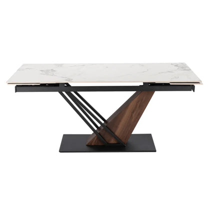 Elite REX 2 Extendable Rectangular Dining Table 180–240 cm Ceramic White Marble/Walnut Modern Loft