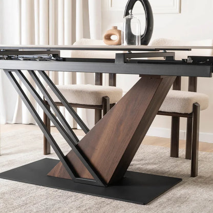 Elite REX 2 Extendable Rectangular Dining Table 180–240 cm Ceramic White Marble/Walnut Modern Loft