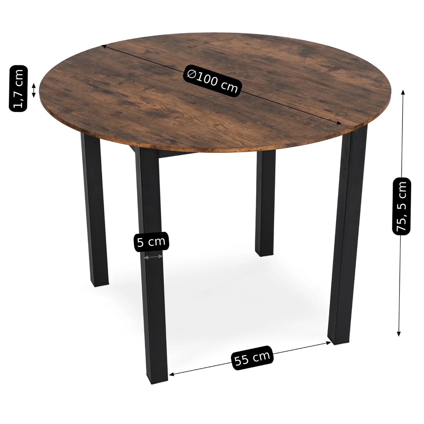 Elite TEO 100 cm Dining Table – Rustic Oak