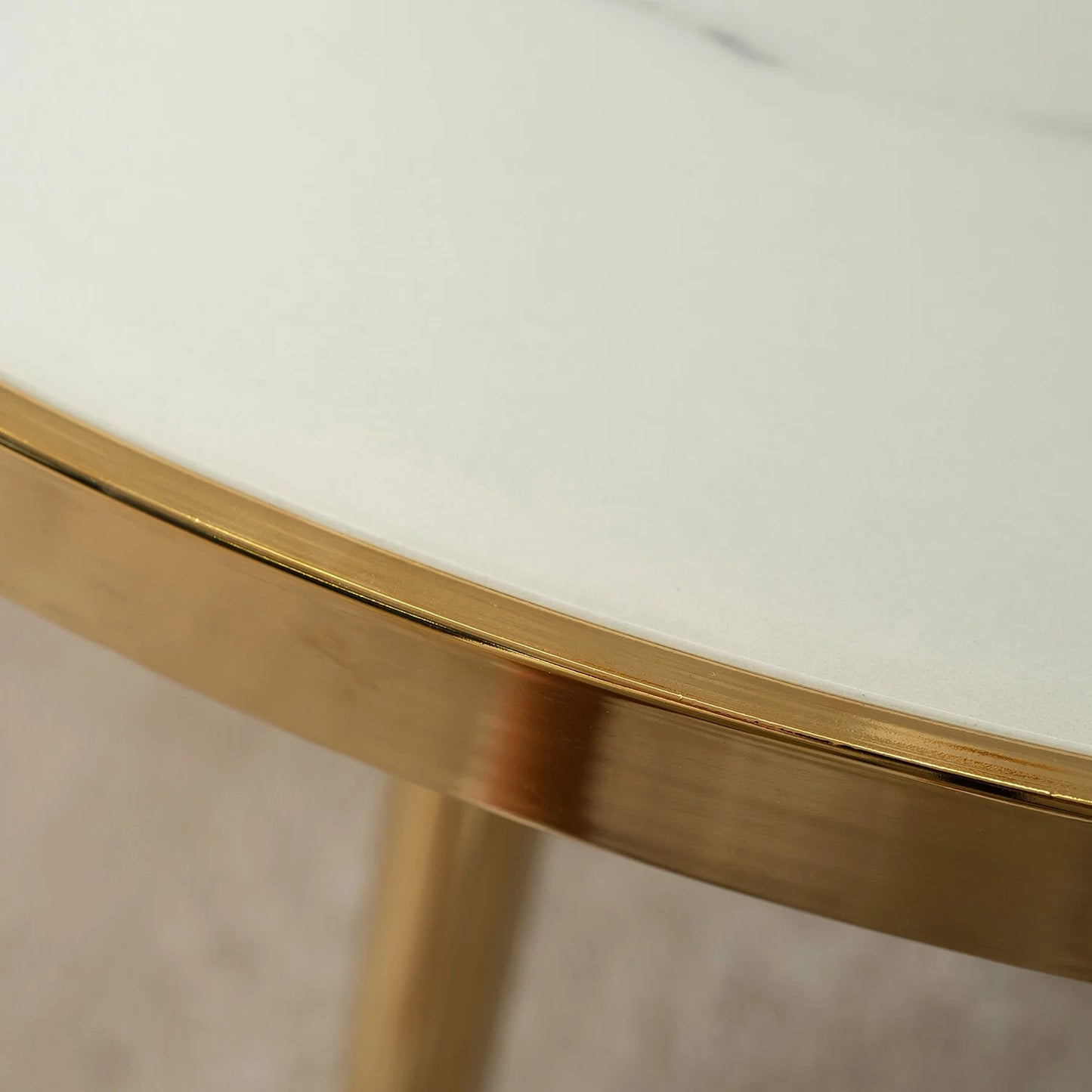 Elite TINGA 100 cm Round Dining Table – White Marble/Gold