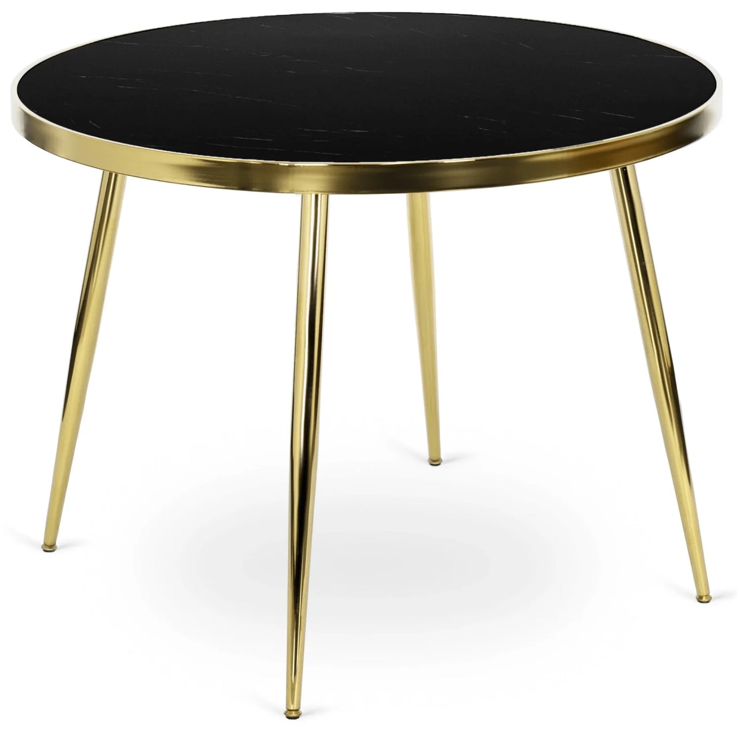 Elite TINGA 100 cm Round Dining Table – Black Marble/Gold