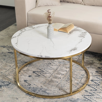 Elite CLIFF MAX White Marble/Gold Coffee Table