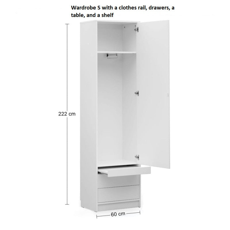 Customizable BASIC Murphy Bed  Horizontal Furniture Set White Gloss 90, 120, 140 x 200 cm