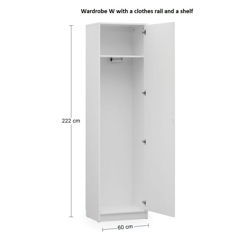 Customizable BASIC Murphy Bed  Horizontal Furniture Set White Gloss 90, 120, 140 x 200 cm