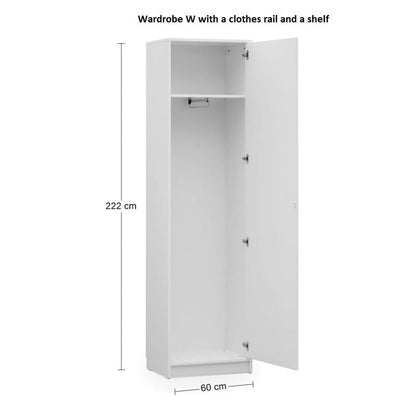 Customizable Murphy Bed Basic Vertical Furniture Set Black and Lancelot Oak 90, 120, 140 x 200 cm