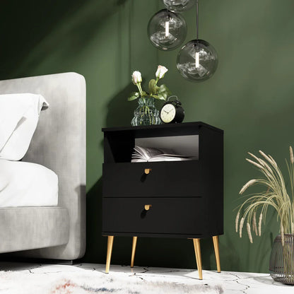 MO High Black Tall Nightstand